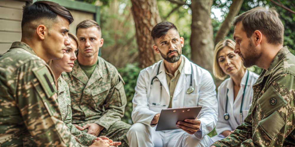 Veterinarian examining during appointment
